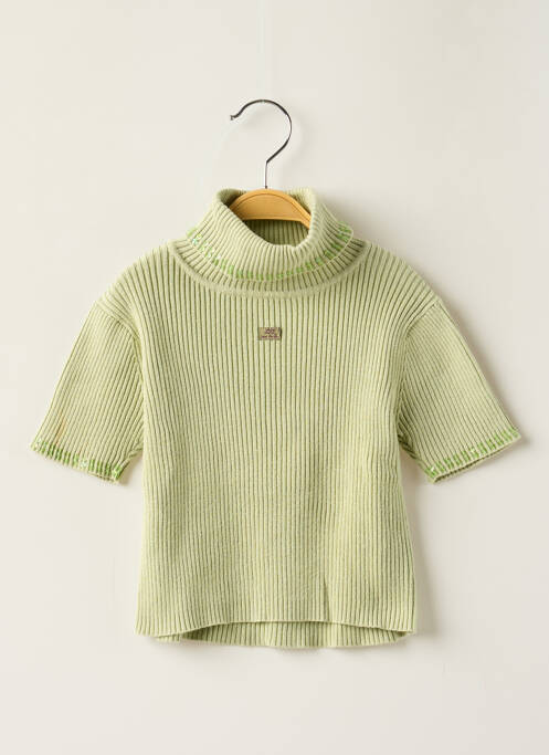 Pull tissage côtelé manches courtes vert LILI GAUFRETTE fille