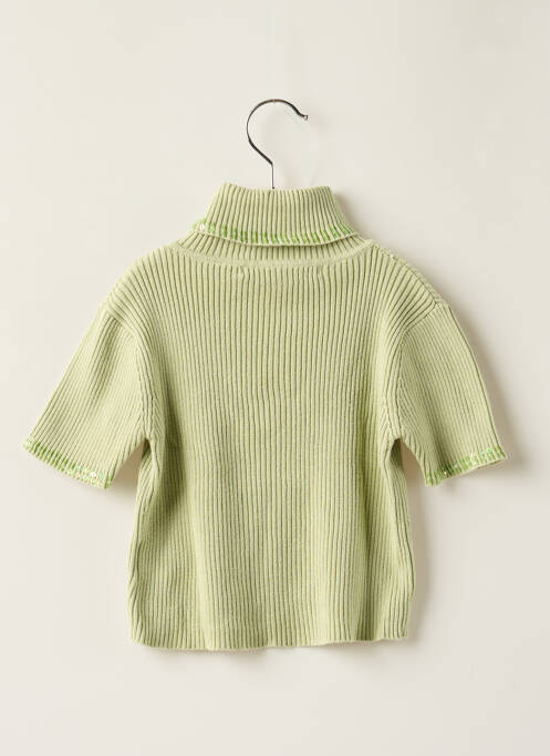 Pull tissage côtelé manches courtes vert LILI GAUFRETTE fille