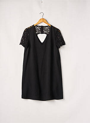 Robe mi-longue coupe fluide manches courtes noir ETAM femme