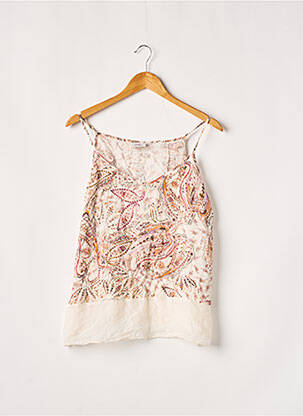 Top imprimé fantaisie sans manche beige DEHA femme