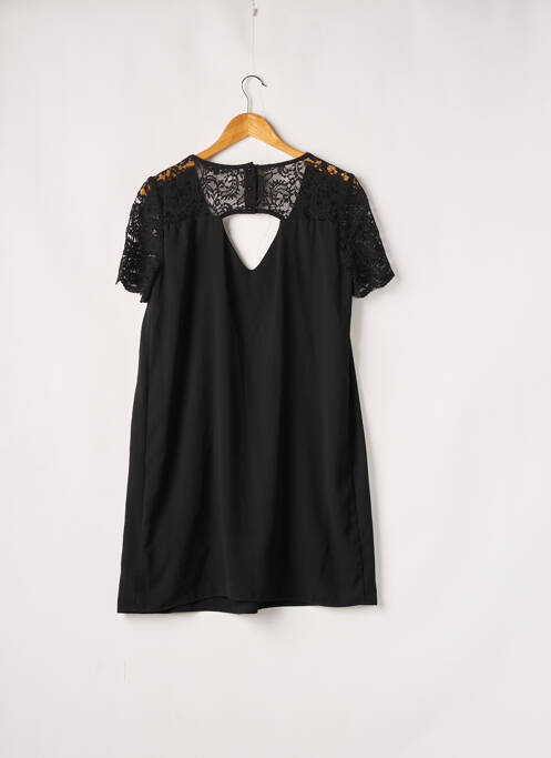 Robe mi-longue coupe fluide manches courtes noir ETAM femme
