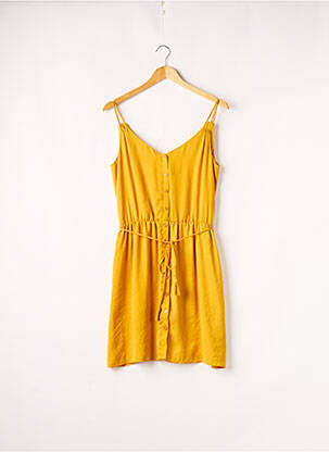 Robe mi-longue coupe fluide sans manche jaune NAF NAF femme