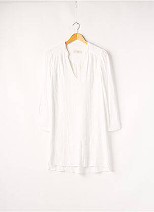 Robe mi-longue coupe fluide manches longues blanc SEE U SOON femme