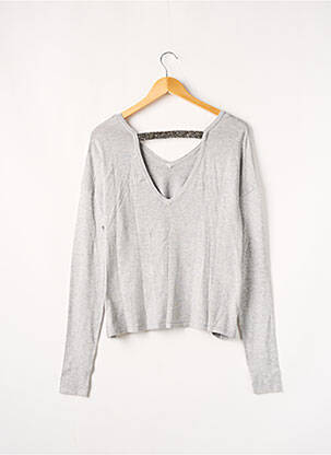 Pull finition bords-côtes manches longues gris VERO MODA femme