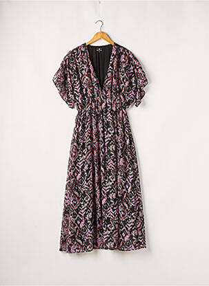 Robe longue imprimé fantaisie manches courtes violet FREEMAN T.PORTER femme