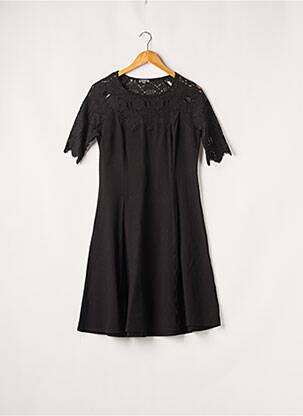 Robe mi-longue coupe évasée manches courtes noir STREET ONE femme