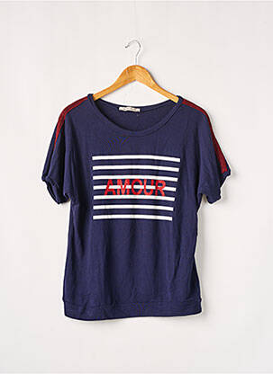 Top tissage jersey manches courtes bleu AMELIE & AMELIE femme