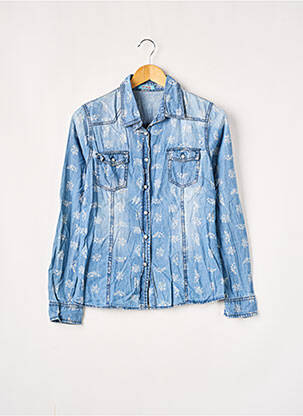 Chemisier poches poitrine manches longues bleu SHEILA MODA femme