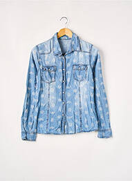 Chemisier poches poitrine manches longues bleu SHEILA MODA femme