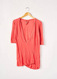 Top tissage jersey manches courtes rose CHARLIE JOE femme