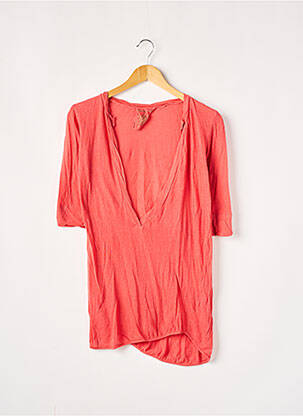 Top tissage jersey manches courtes rose CHARLIE JOE femme
