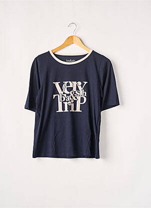 T-shirt sérigraphie floquée manches courtes bleu BA&SH femme