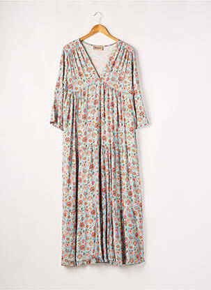 Robe longue imprimé fleurs manches 3/4 bleu BANDITAS FROM MARSEILLE femme