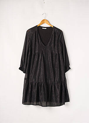 Robe mi-longue manches longues manches longues noir LILI & LALA femme