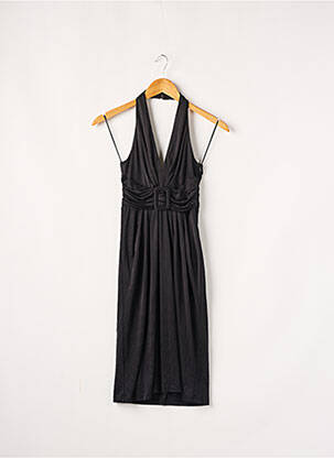 Robe mi-longue doublure fines bretelles noir MANGO femme