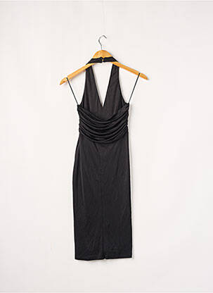 Robe mi-longue doublure fines bretelles noir MANGO femme