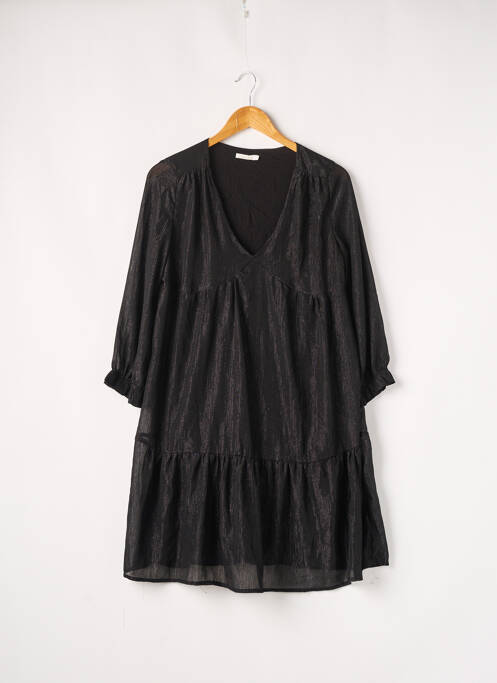 Robe mi-longue manches longues manches longues noir LILI & LALA femme