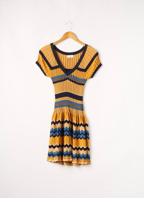 Robe pull col v manches courtes jaune THE KORNER femme