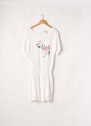Robe mi-longue coupe fluide manches courtes blanc LA FEE MARABOUTEE femme