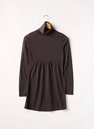 Robe mi-longue coupe fluide manches longues marron DP JEANS femme