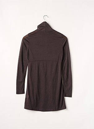 Robe mi-longue coupe fluide manches longues marron DP JEANS femme