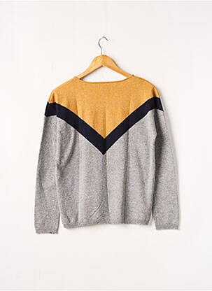 Pull tissage chiné manches longues gris KOOKAI femme