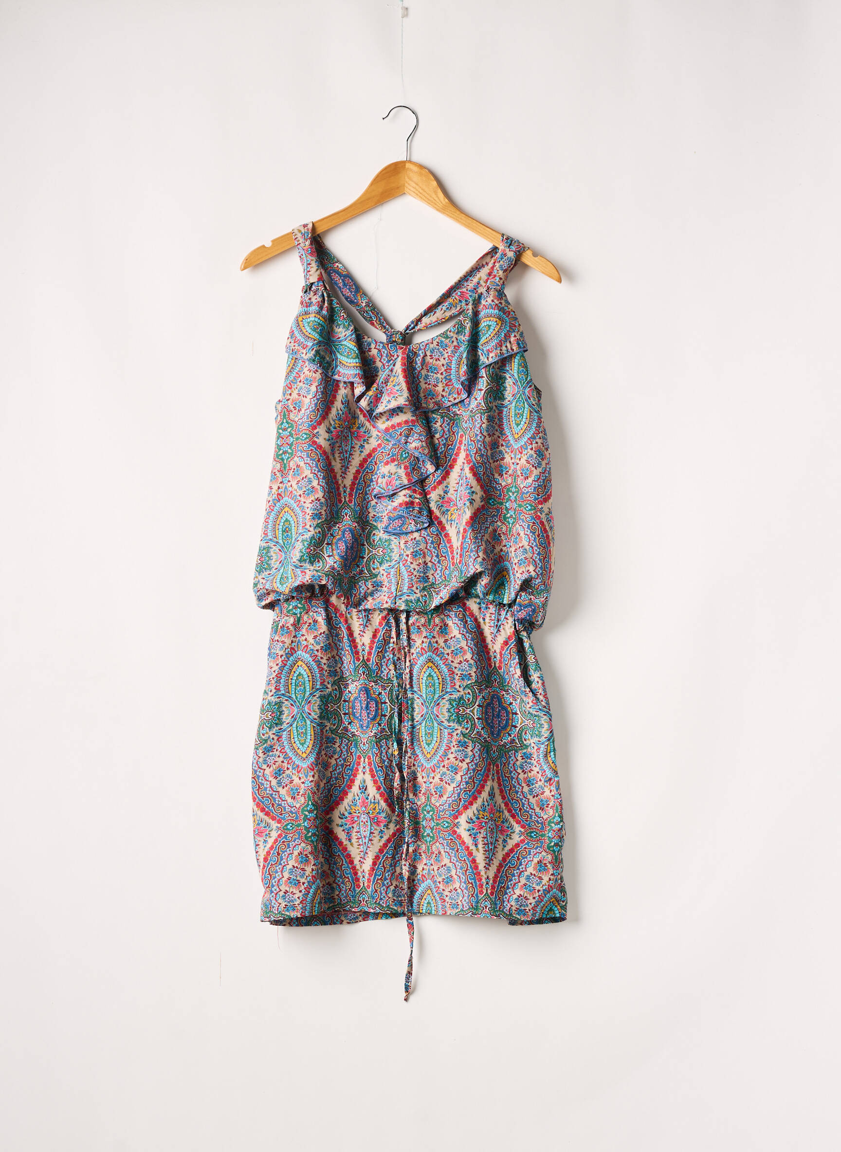 Robe mi-longue coupe fluide sans manche bleu OPULLENCE femme