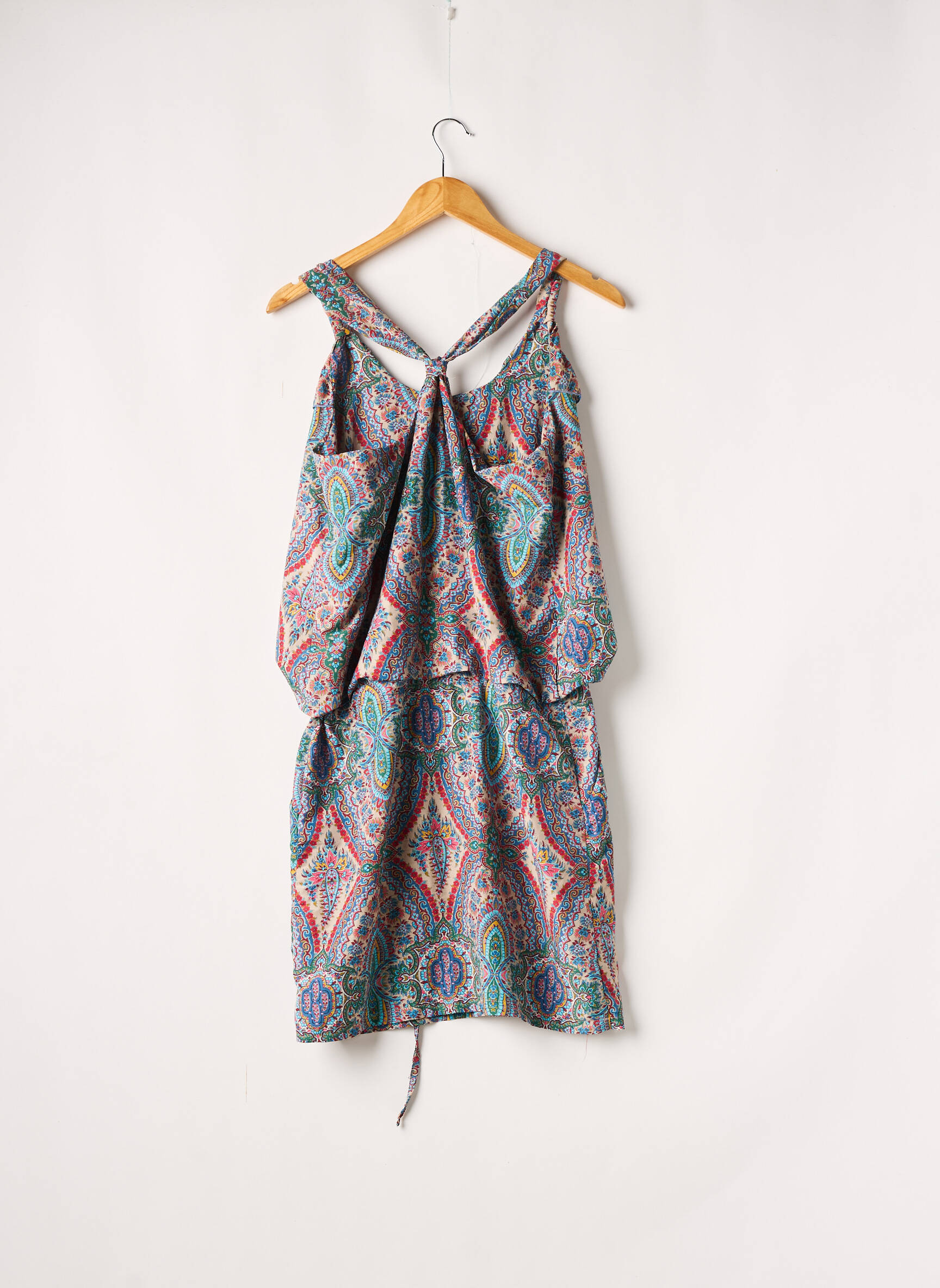 Robe mi-longue coupe fluide sans manche bleu OPULLENCE femme