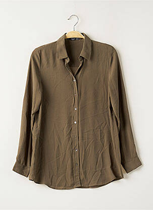 Chemisier coupe fluide manches longues vert MANGO femme