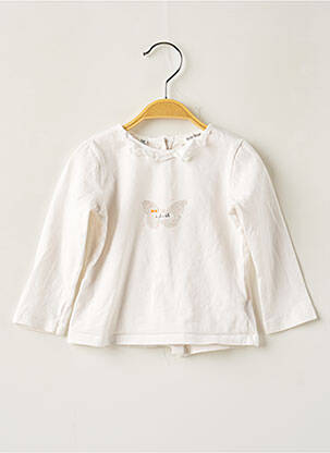 T-shirt fermeture boutonnée au dos manches longues blanc MARESE fille