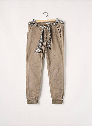 Pantalon chino fermeture zippée sous rabat boutonné taille normale gris LE TEMPS DES CERISES femme