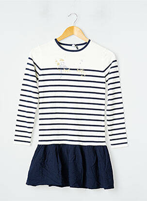 Robe pull sérigraphie manches longues blanc 3 POMMES fille