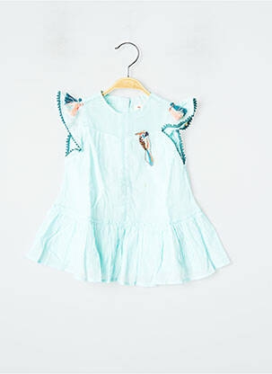 Robe mi-longue doublure manches courtes bleu CATIMINI fille