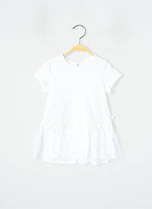 Robe mi-longue manches courtes manches courtes blanc IKKS fille