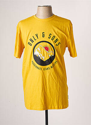 T-shirt stretch manches courtes jaune ONLY&SONS homme