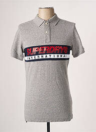 Polo stretch manches courtes gris SUPERDRY homme