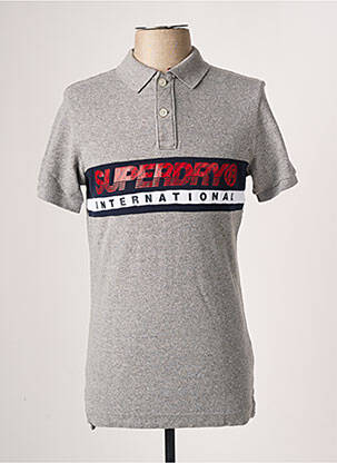 Polo stretch manches courtes gris SUPERDRY homme