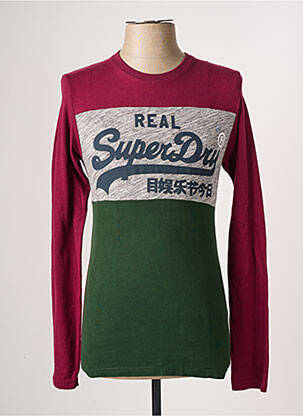 Pull finition bords-côtes manches longues violet SUPERDRY homme