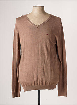 Pull col v manches longues marron TEDDY SMITH homme