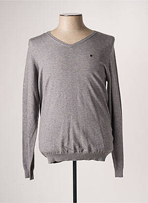 Pull col v manches longues gris TEDDY SMITH homme