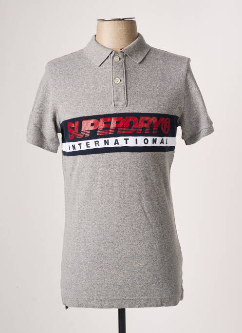 Polo stretch manches courtes gris SUPERDRY homme