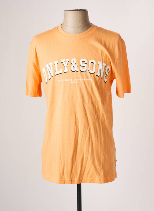 T-shirt orange ONLY&SONS pour homme