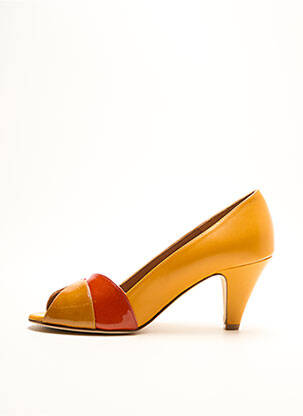 Escarpins semelle extérieure cuir talon de 4 à 6cm orange NEW LOVERS femme