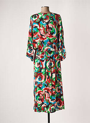 Robe longue imprimé fleurs manches 3/4 marron ESSENTIEL ANTWERP femme