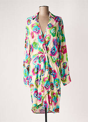 Robe mi-longue imprimé fleurs manches longues beige ESSENTIEL ANTWERP femme