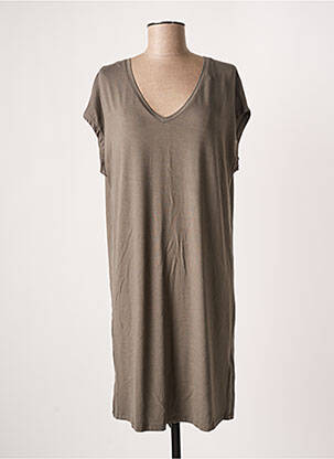 Robe mi-longue coupe fluide manches courtes gris MAJESTIC FILATURES femme