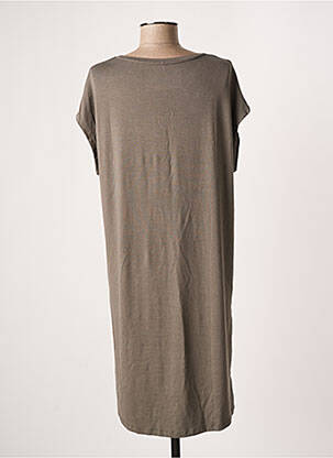 Robe mi-longue coupe fluide manches courtes gris MAJESTIC FILATURES femme