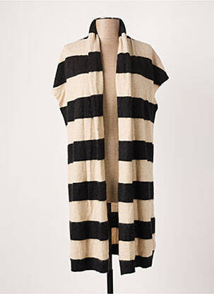 Gilet manches courtes col cascade beige MAJESTIC FILATURES femme