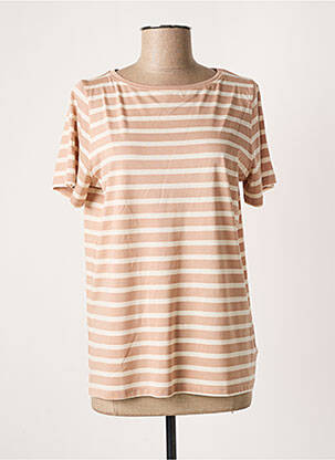 T-shirt stretch manches courtes beige MAJESTIC FILATURES femme