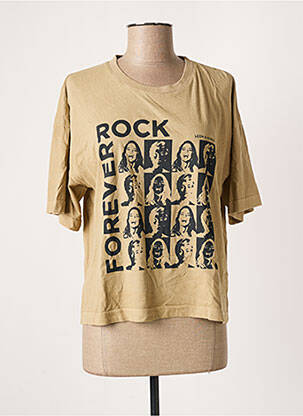 T-shirt sérigraphie manches courtes marron LEON & HARPER femme